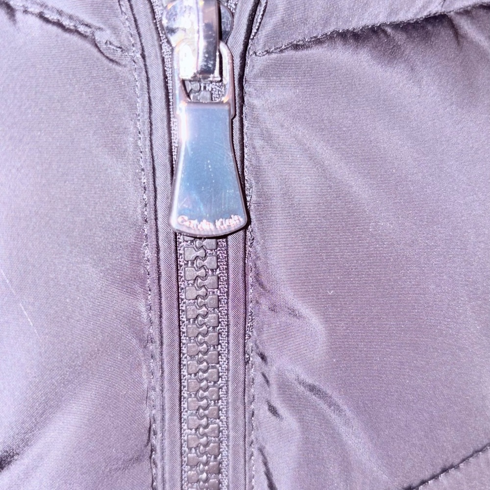 Calvin Klein Black Long Puffer Coat with Fur Trim - Picture 6 of 9